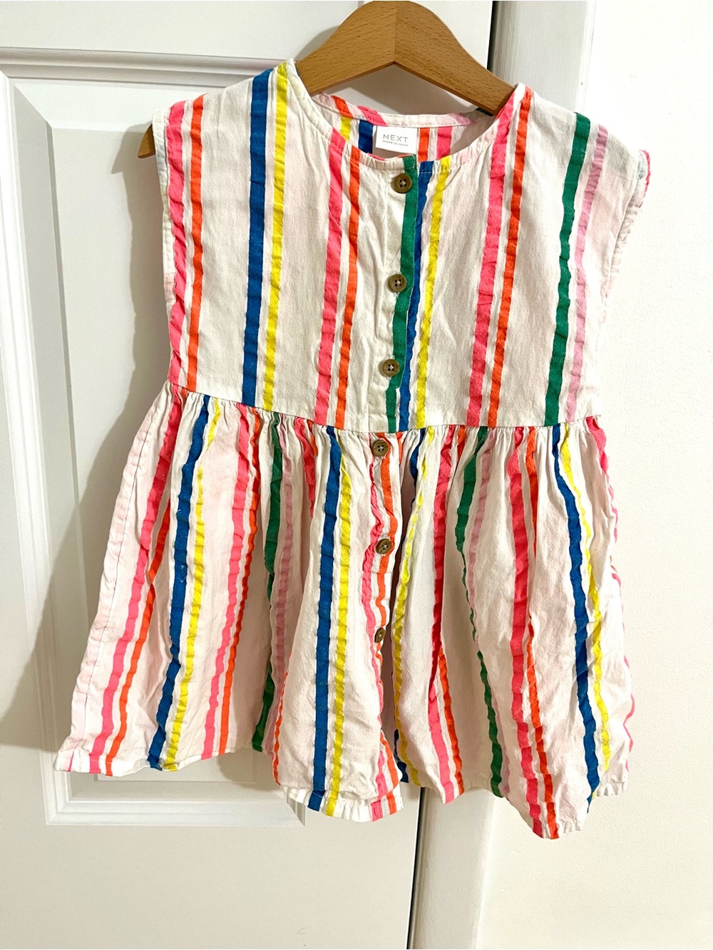 NEXT Kids Multicolor Striped Button-Front Dress 4T (3/4 Years)